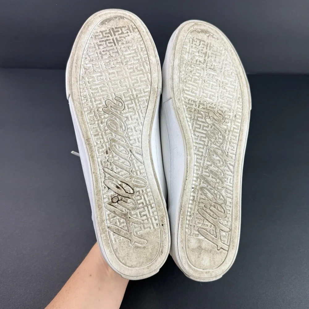 Tommy Hilfiger Lindee Logo Sneakers White Red Blue‎ Logo Stripe Women's Size 9.5